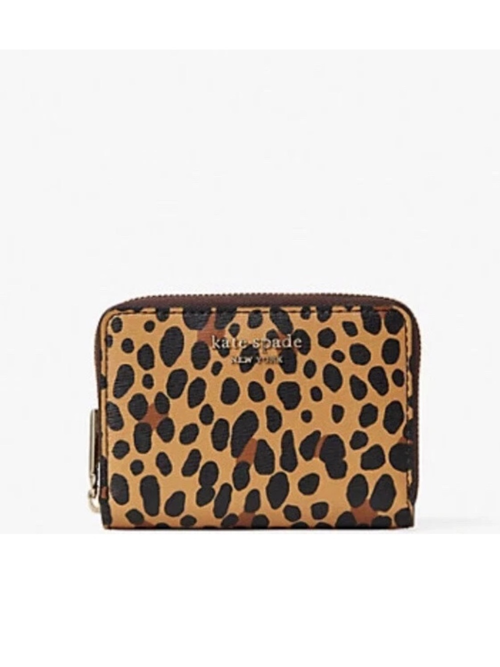 KATE SPADE SPENCER LEOPARD ZIP CARDHOLDER WALLET NWOT
